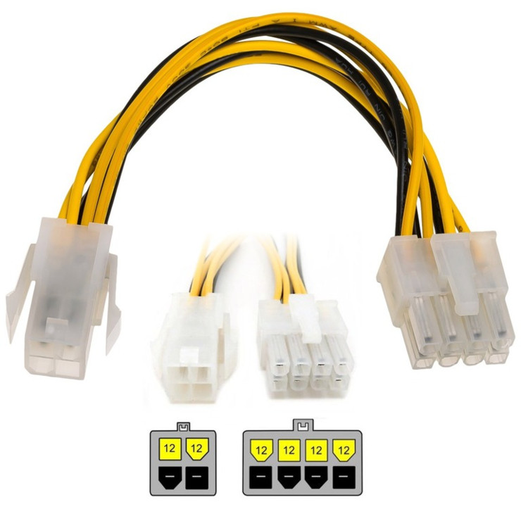 Переходник CPU 12V 4pin на 8pin